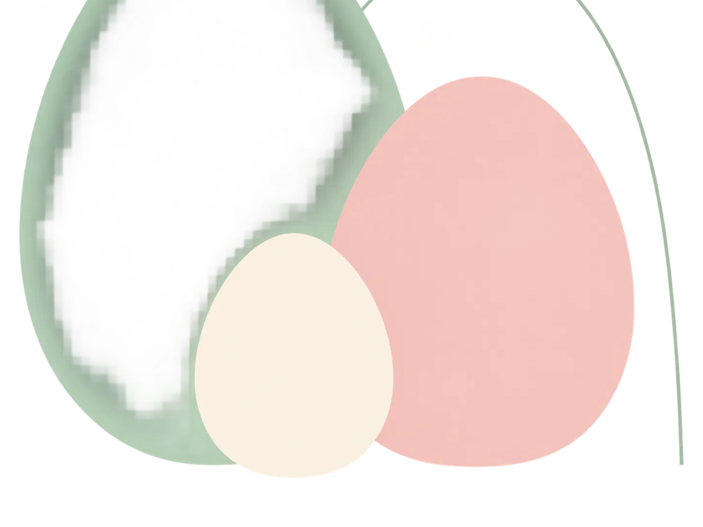 Minimal pastel graphic with overlapping egg shapes