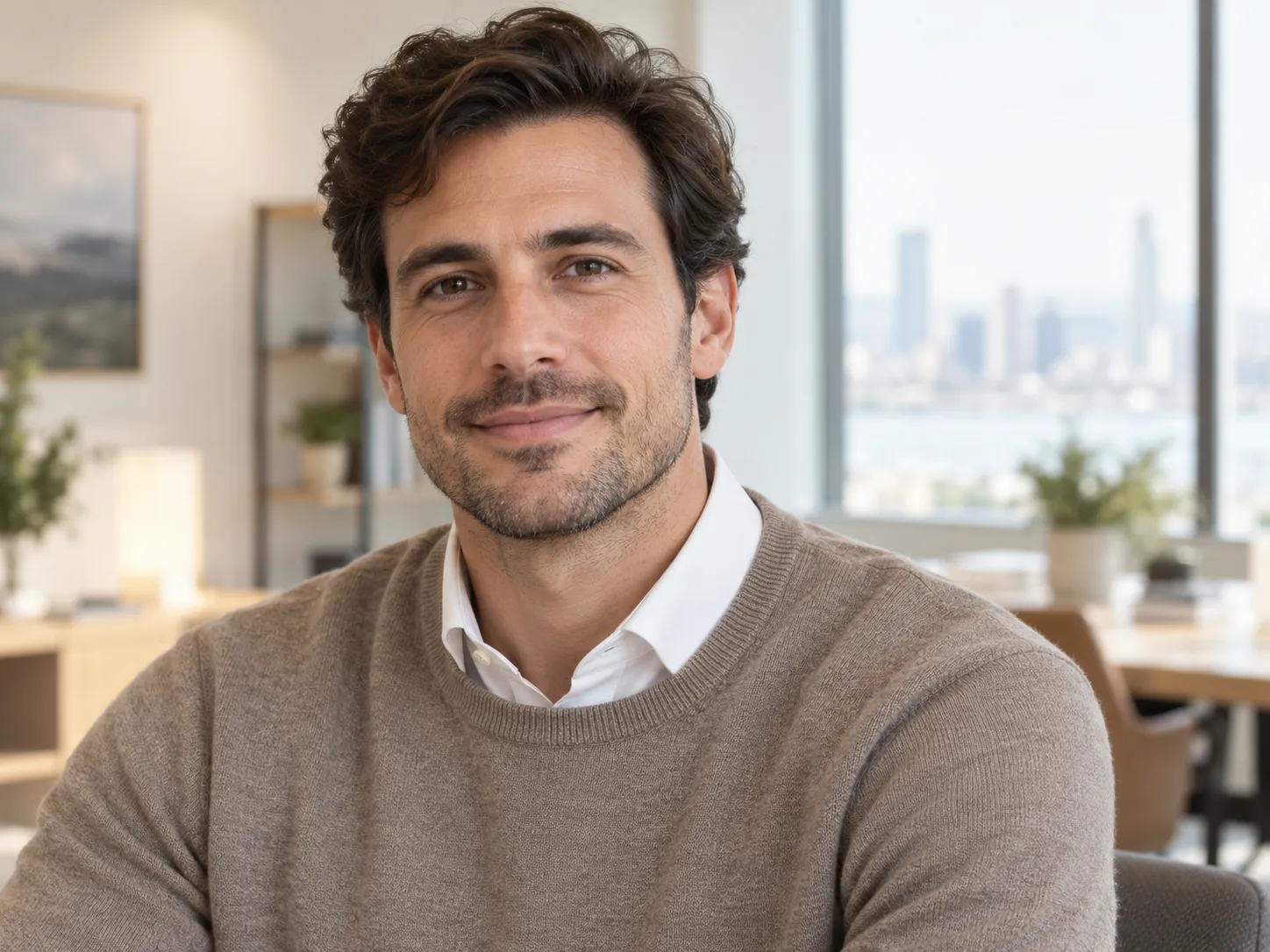 Business casual portrait in a bright modern office