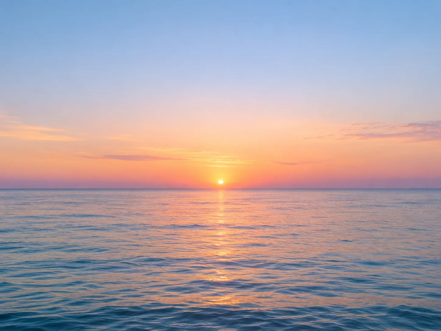 Minimal travel postcard with an ocean horizon and empty sky