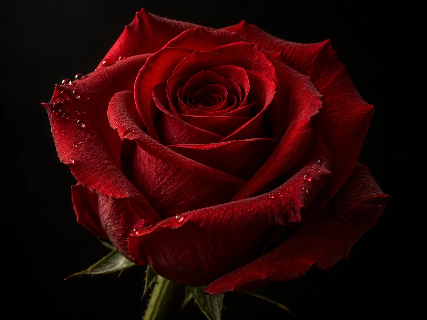Single red rose against a black background in dramatic light
