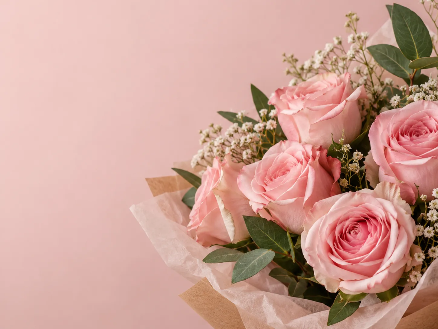 Square Valentine social image with pink roses and empty caption space