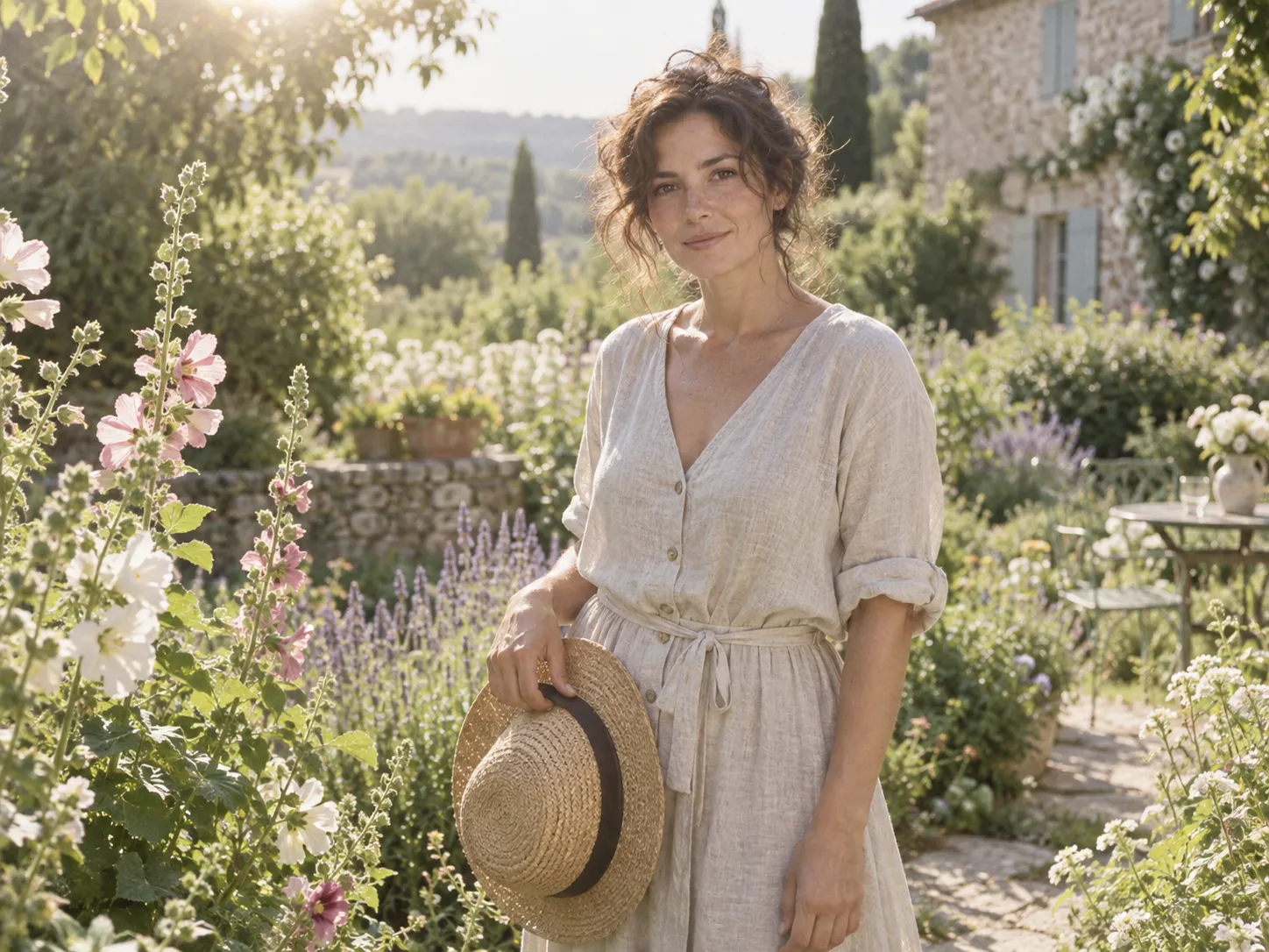 Nostalgic outdoor portrait in a summer garden