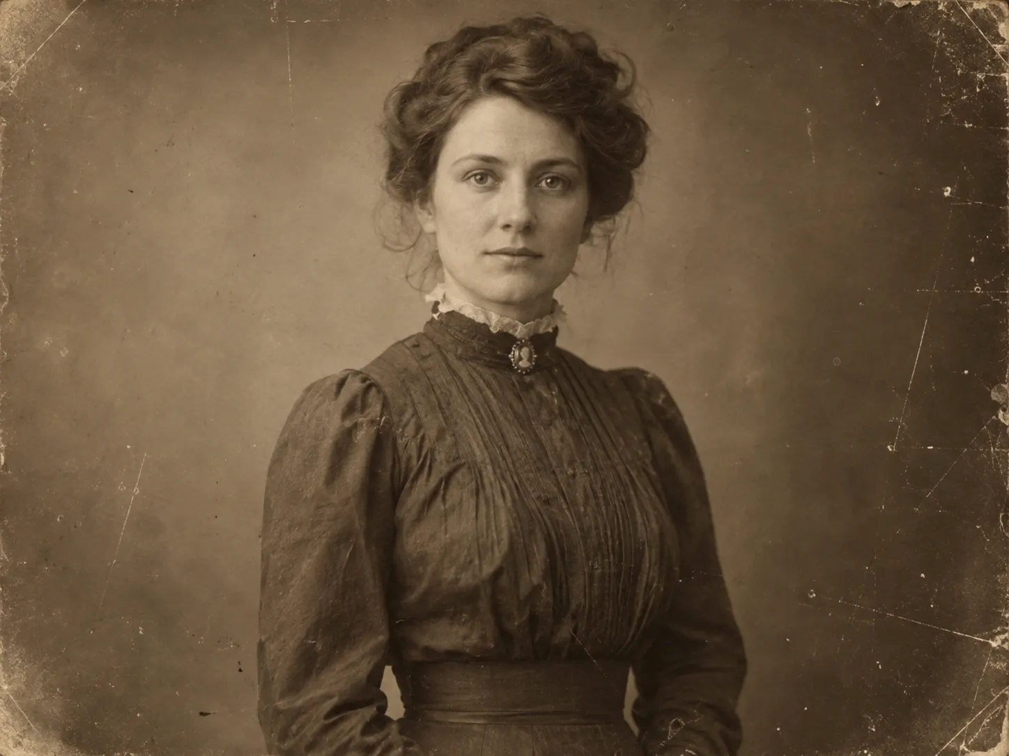 Portrait styled like an aged family photograph