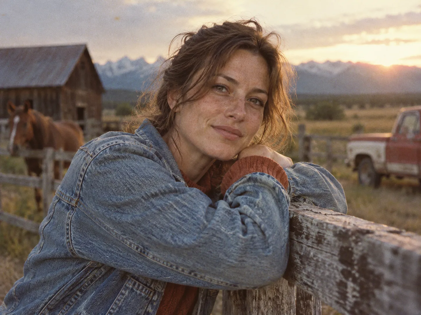 Retro film portrait with coarse grain and warm color shifts
